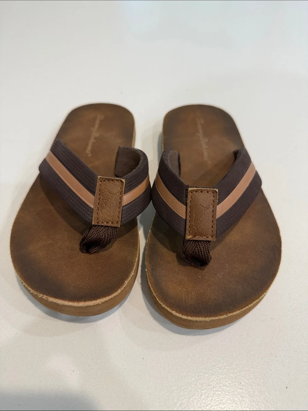 Tommy Bahama Brown and Tan Boys' Flip-Flop Sandals